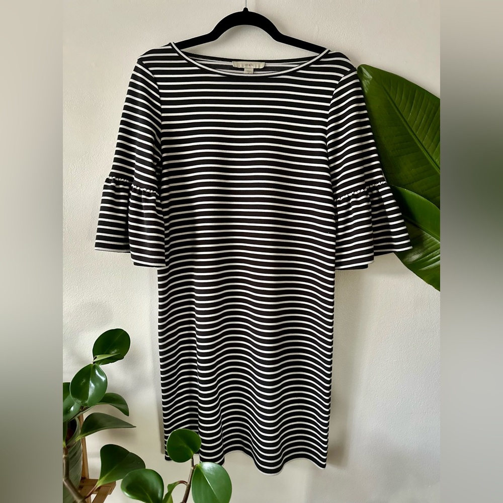 Lark & Ro Striped Sheath Dress with Bell Sleeves Sz. S
